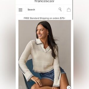 Barbara Crochet Stich Collared Pullover